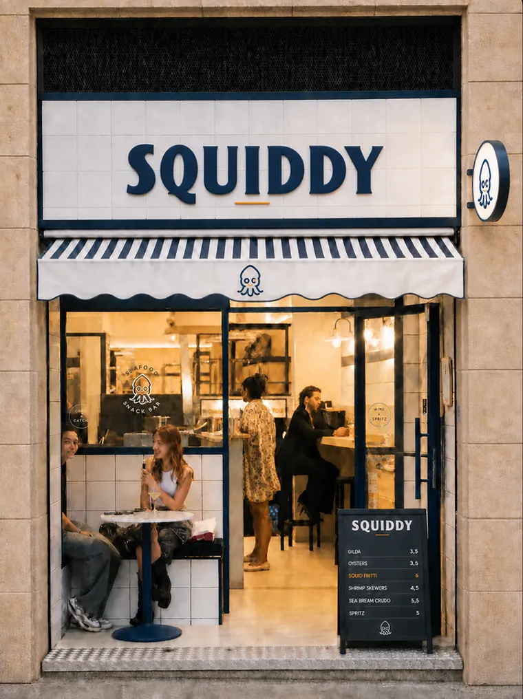 Squiddy storefront, direction 4: Tiles & Stripes