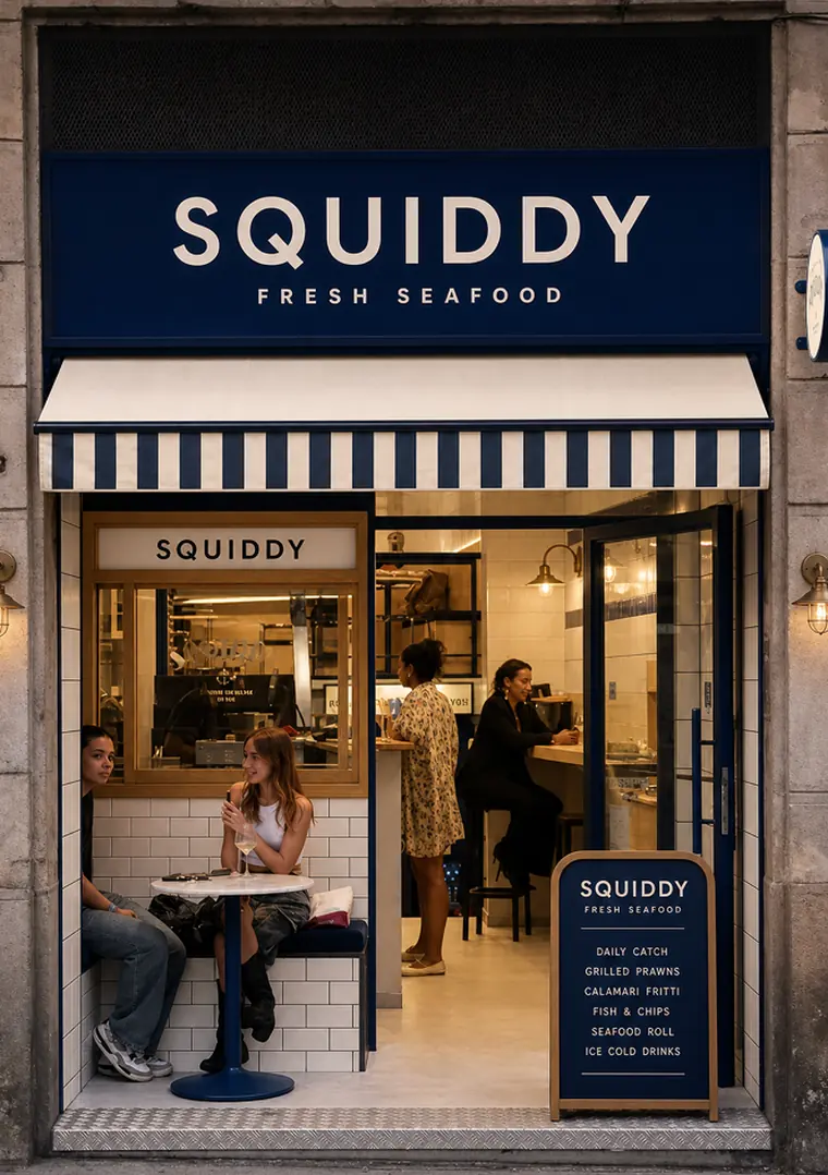 Squiddy storefront, direction 6: Descriptor first